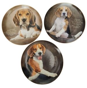 3 DANBURY MINT LIMITED EDITION *BEAGLE DOG* CHERISHED BEAGLES COLLECTION PLATES